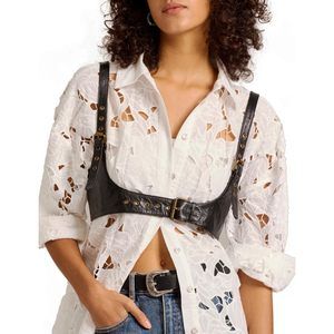 Harness For Women Genuine Leather Waist Belt Steampunk Underbust Corset, Black🦛